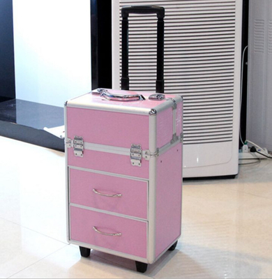 La caja de aluminio de la carretilla del maquillaje del almacenamiento de la herramienta para las mujeres clava belleza/los cosméticos