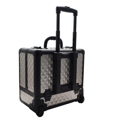 Carretilla de aluminio cosmética del estuche rígido del viaje con 8 bandejas movibles de cuero marrones claras