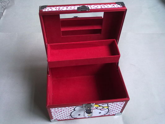 El caso cosmético profesional rosado portátil modifica la guarnición del terciopelo para requisitos particulares